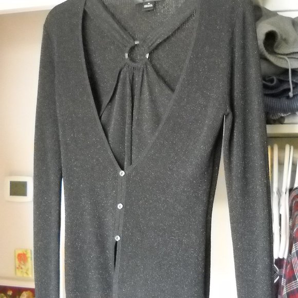 Women's Black Dressy V Neck Sweater Size M - Picture 1 of 6